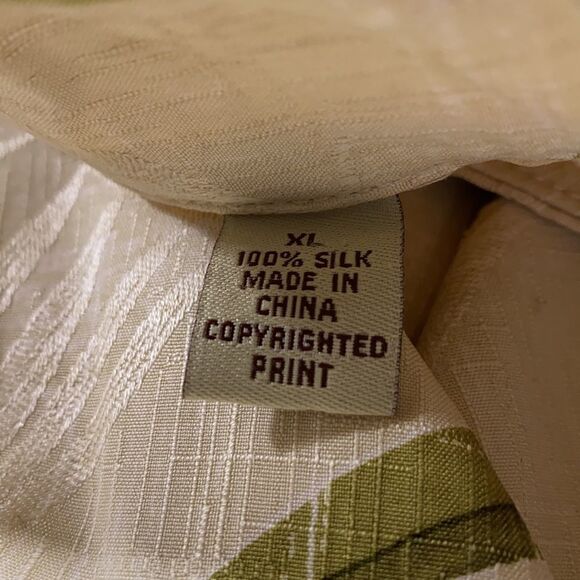 Tommy Bahama Yellow Palm Leaves Hibiscus‎ Flowers Hawaiian Silk Shirt Size XL - Picture 11 of 11